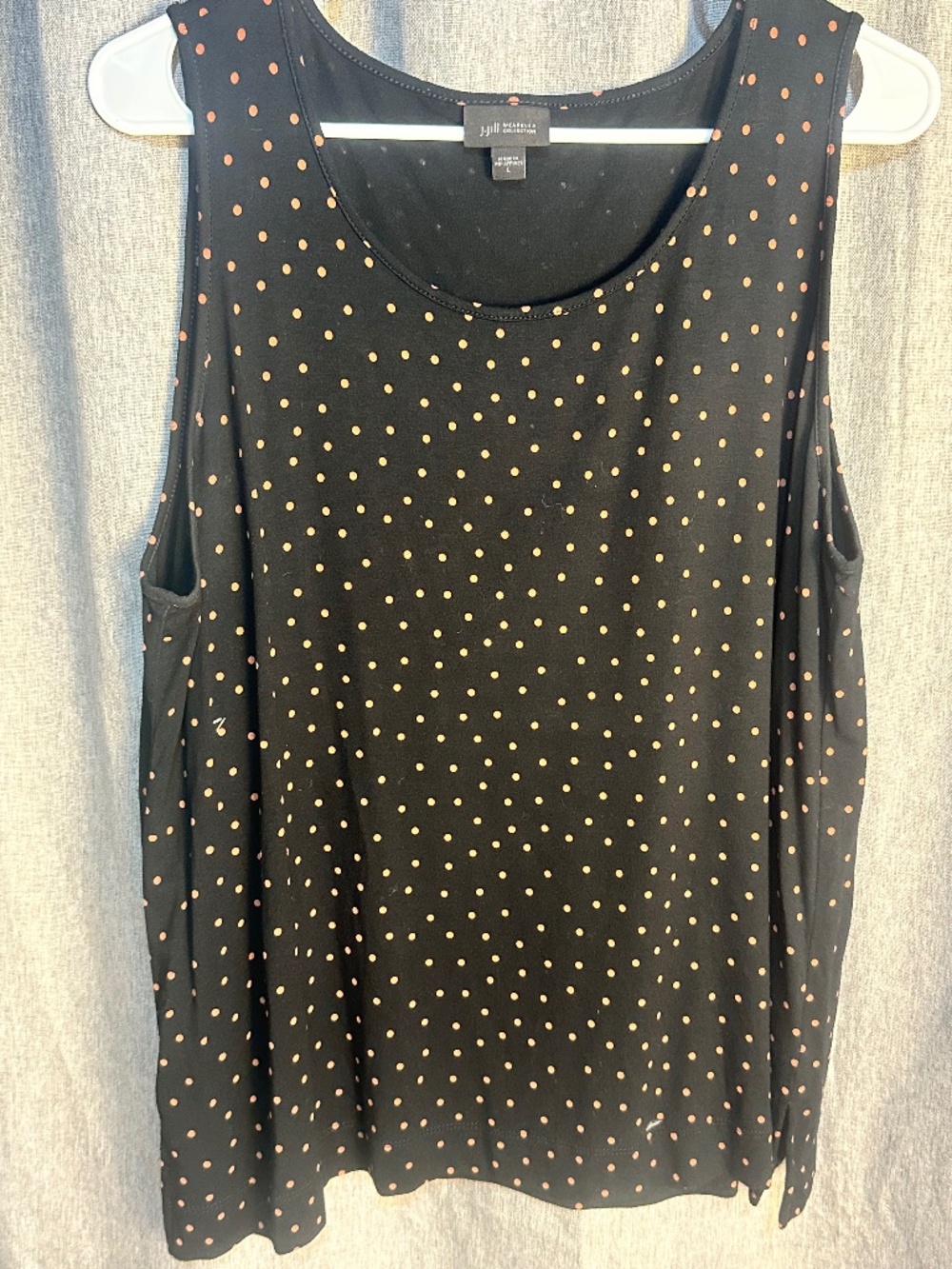 J. Jill Wearever Black Polka Dot Scoop Neck Layering Tank Top - Large